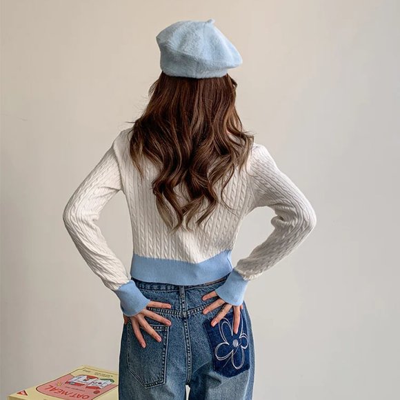 MacyMccoy Color Blocked V-Neck Knit Cardigan Size S - Picture 4 of 10